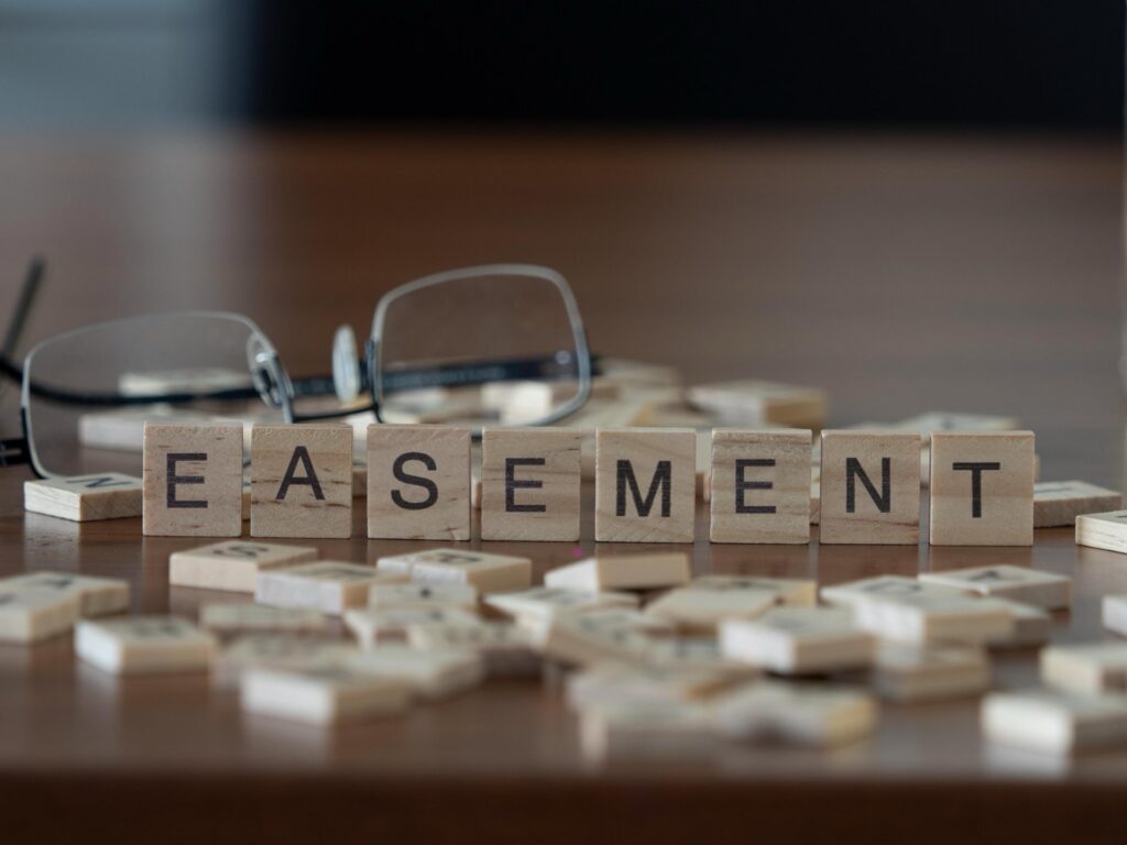 Wooden letter blocks that read easement